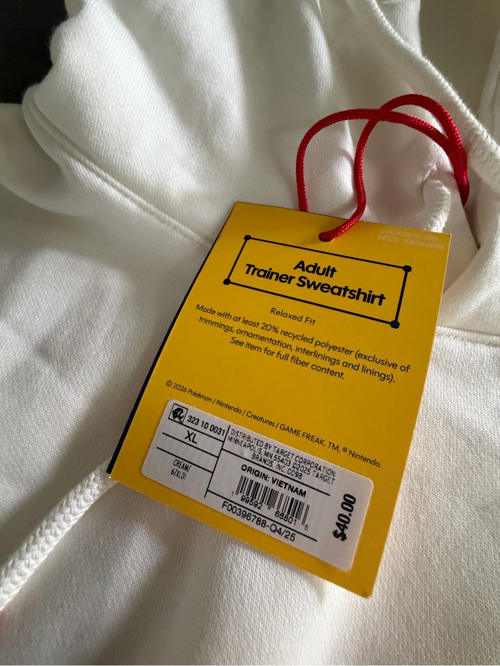 Pokemon White Hoodie with Yellow Accents - Gotta Catch 'Em All Text - Picture 4 of 12
